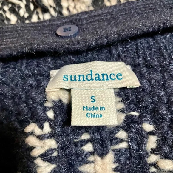 Sundance Catalog Cotton Blend Southwest Sweater Jacket with Shag Collar Small - Picture 3 of 3